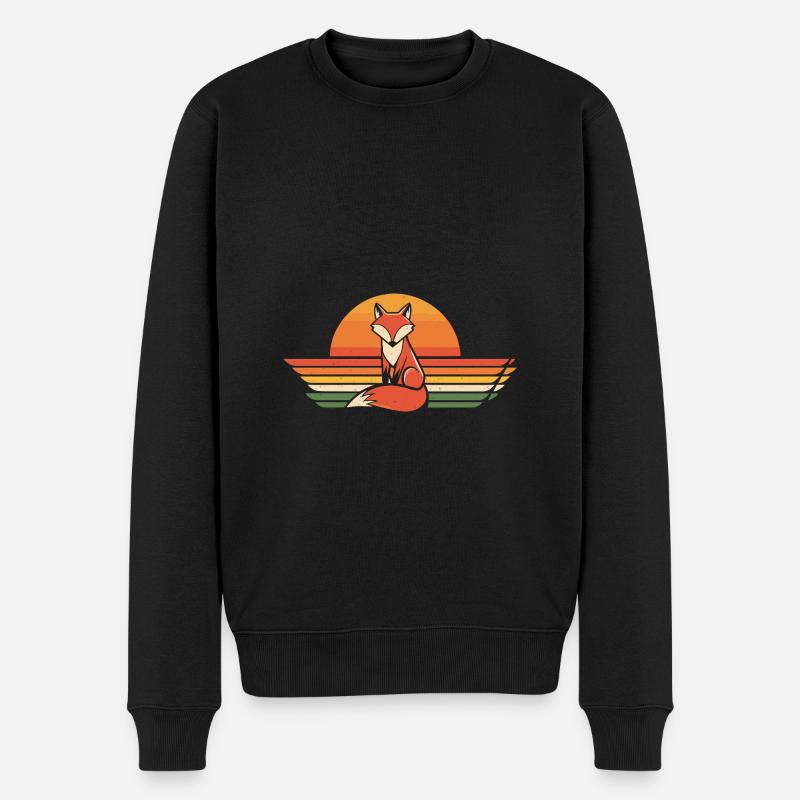 Retro Fuchs - Männer Premium Bio Pullover - Schwarz