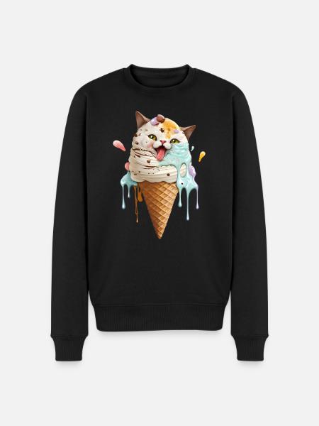 Crème glacée chat - Pull Premium bio Homme - noir