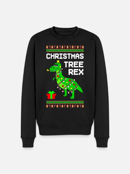 Tree Rex Ugly Christmas - Premium økologisk genser for menn - svart