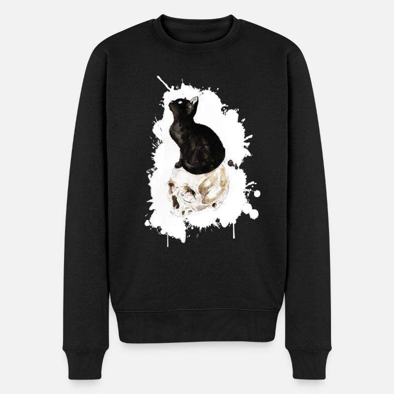 Katze - Männer Premium Bio Pullover - Schwarz