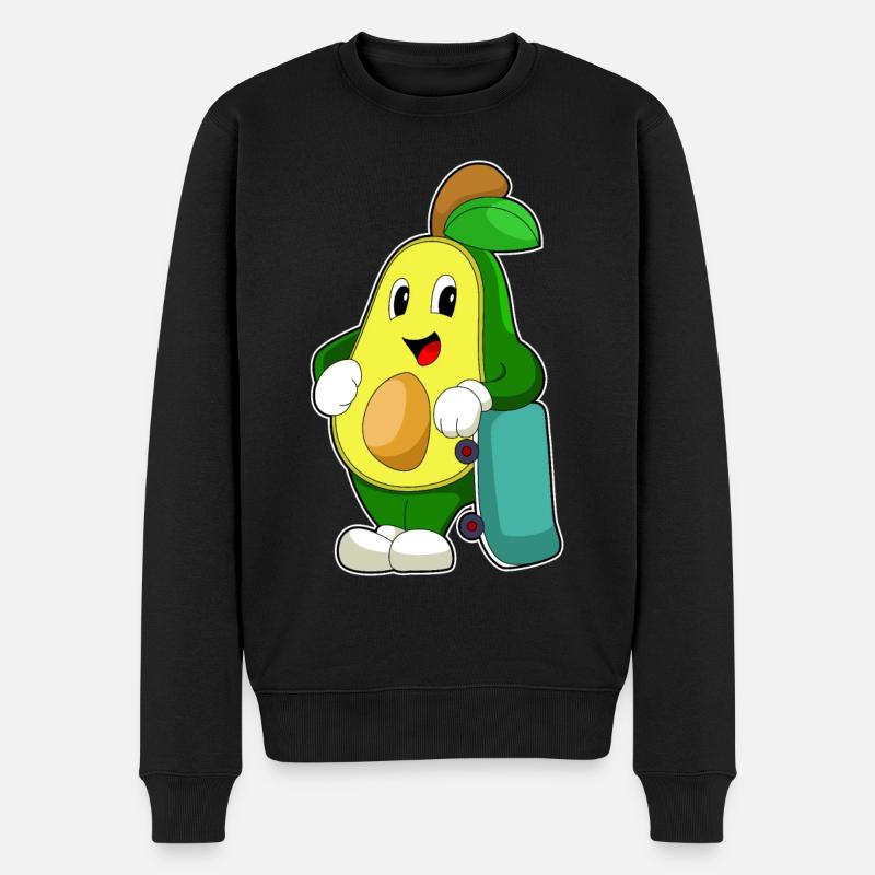 Avocado Skater Skateboard - Männer Premium Bio Pullover - Schwarz