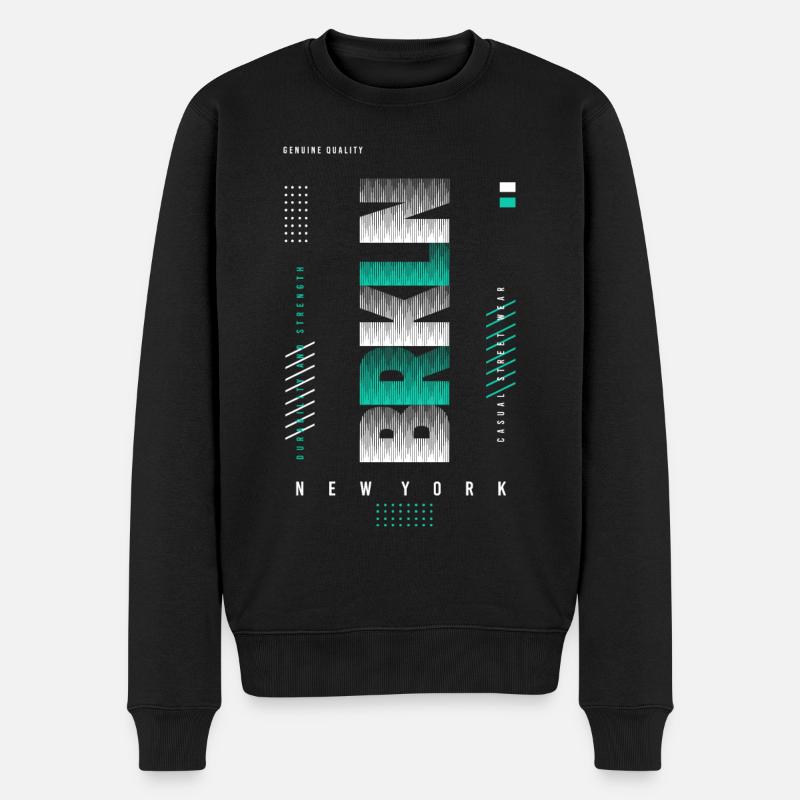 Brooklyn New York casual streetwear - Männer Premium Bio Pullover - Schwarz