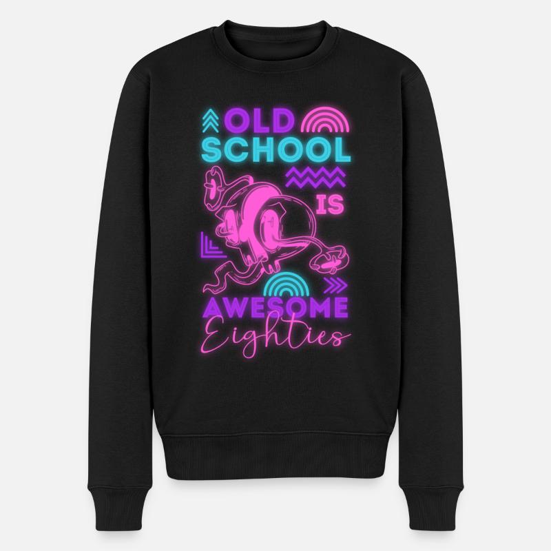 80er Disco Neon Party - Männer Premium Bio Pullover - Schwarz