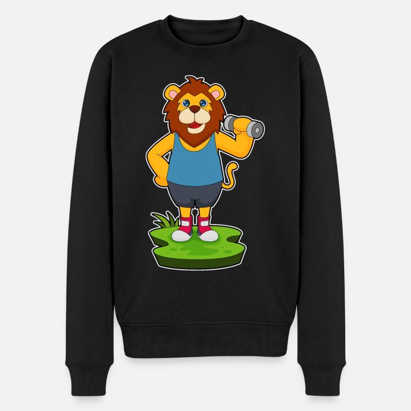 Lion Bodybuilder Haltère - Pull Premium bio Homme - noir