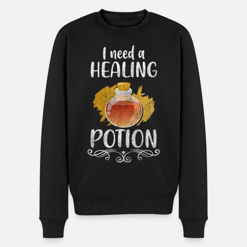 Potion Natural Plants Tea - Men's Premium Organic Jumper - black