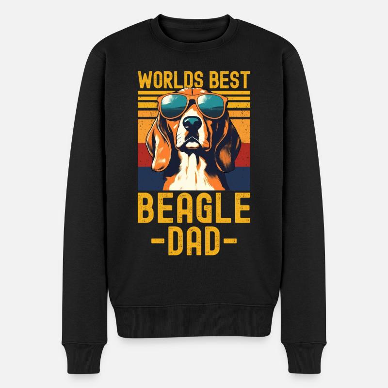 Beagle mit sonnenbrille retro - Männer Premium Bio Pullover - Schwarz