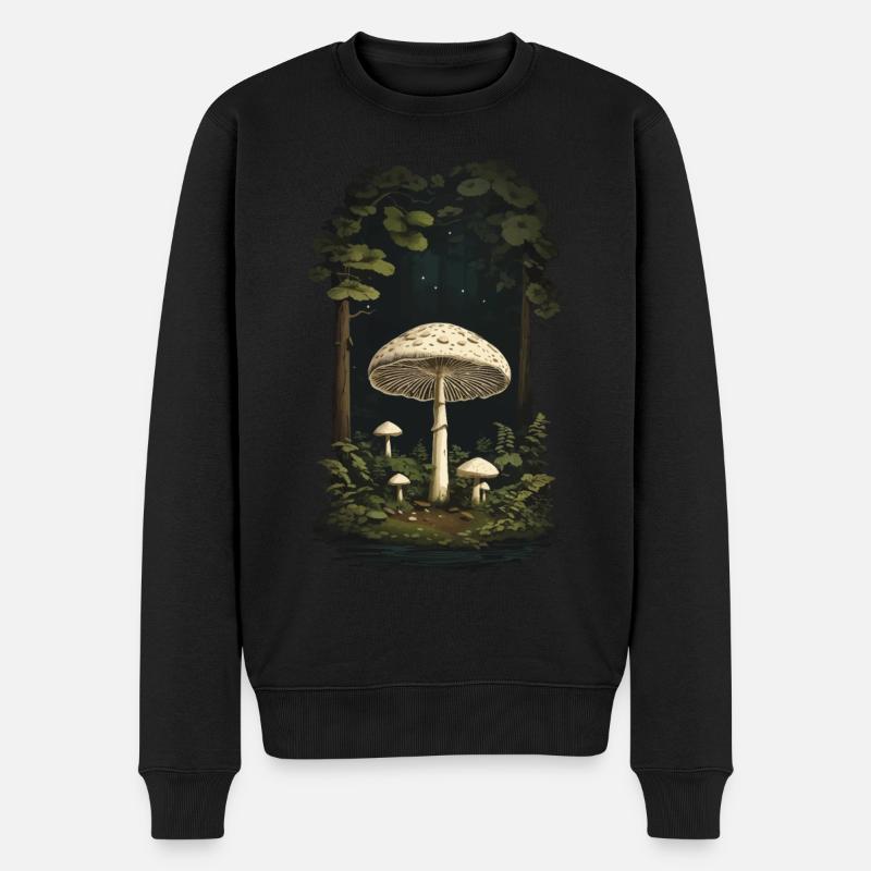 Goa Pilz Nacht Magie der Pilze Party Design - Männer Premium Bio Pullover - Schwarz