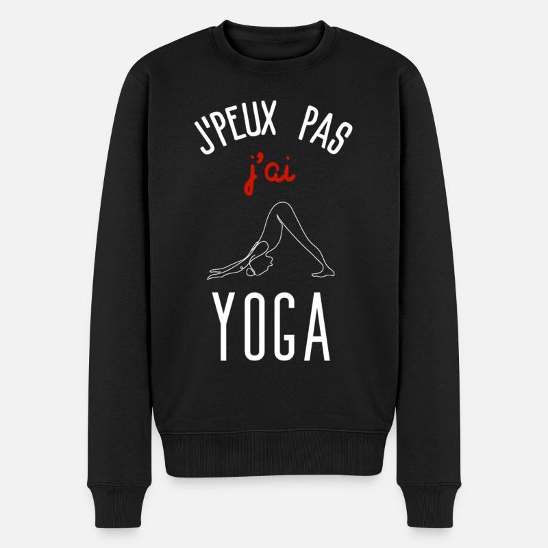 Ich kann kein Yoga haben - Männer Premium Bio Pullover - Schwarz