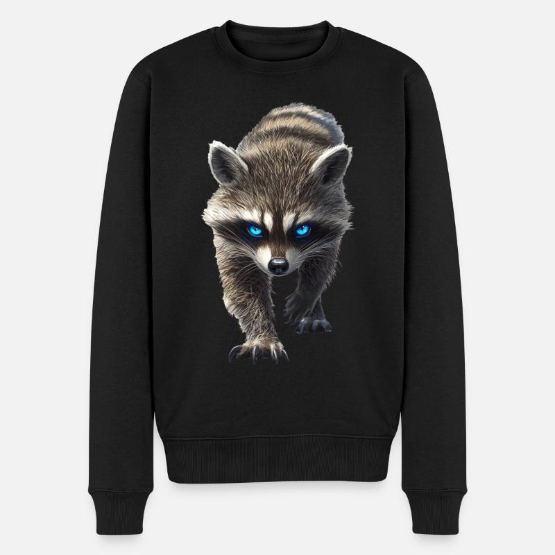 Waschbär - Männer Premium Bio Pullover - Schwarz