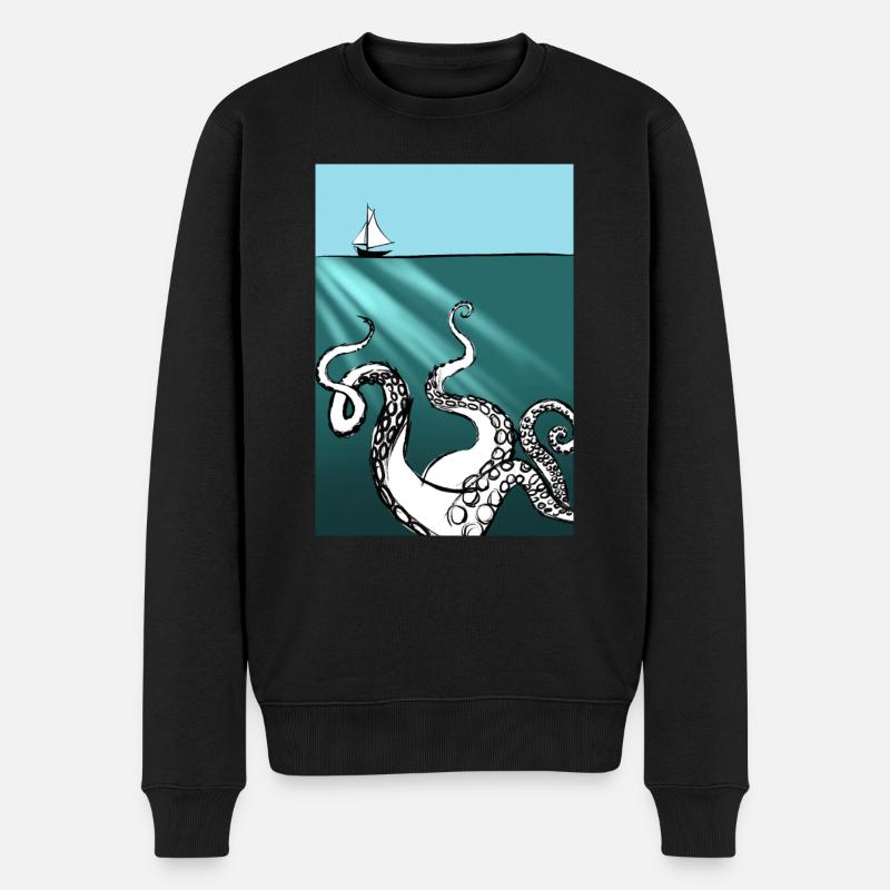 Bateau et poulpe - Pull Premium bio Homme - noir