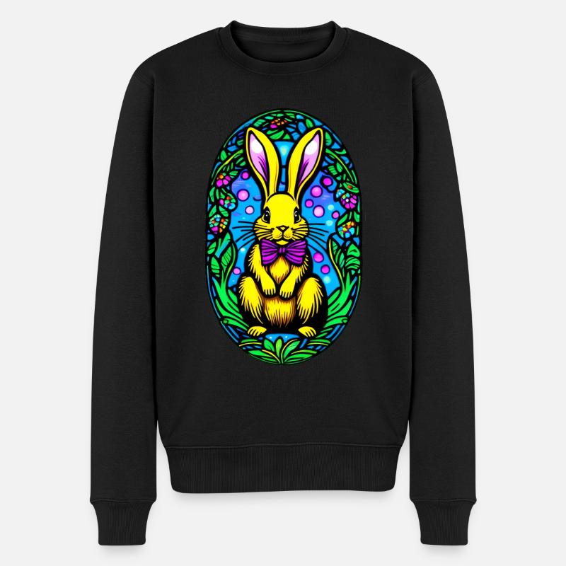 Buntes Ostermotiv mit Hase - Männer Premium Bio Pullover - Schwarz