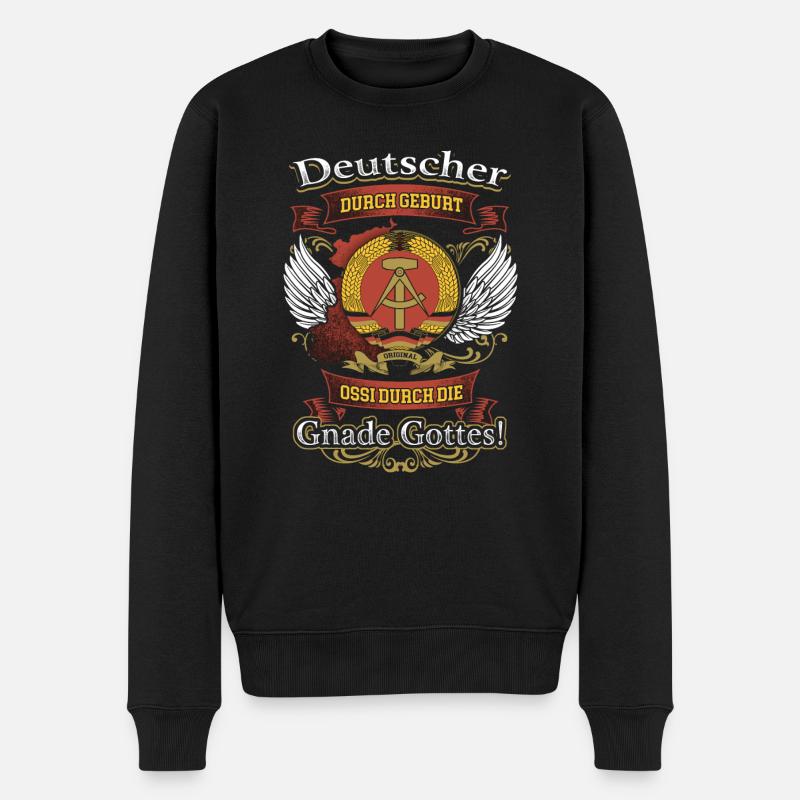 Ossi Durch Die Gnade Gottes - Stolzer Ossi DDR - Männer Premium Bio Pullover - Schwarz
