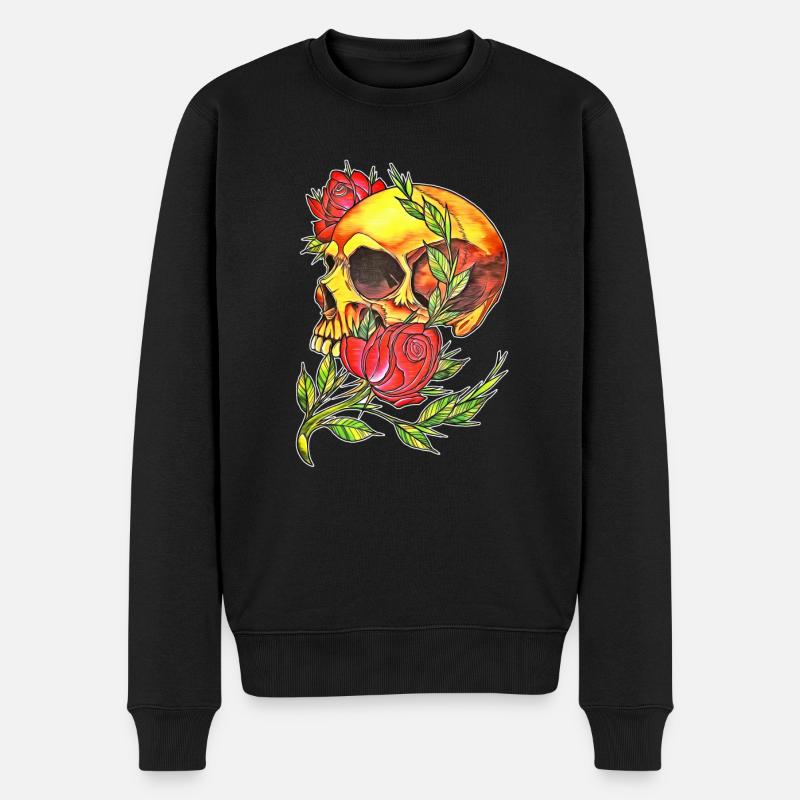 Schädel - Männer Premium Bio Pullover - Schwarz