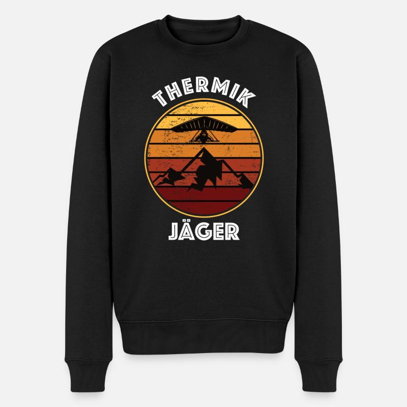 Lustiger Drachenflieger Thermikjäger Spruch - Männer Premium Bio Pullover - Schwarz