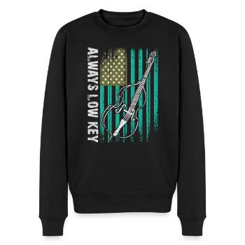 Plus de contrebasse basse avec drapeau américain - Pull Premium bio Homme - noir - Devant - Nico (187cm)