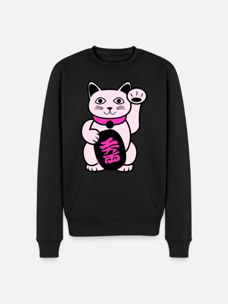 Maneki Winkekatze - Männer Premium Bio Pullover - Schwarz