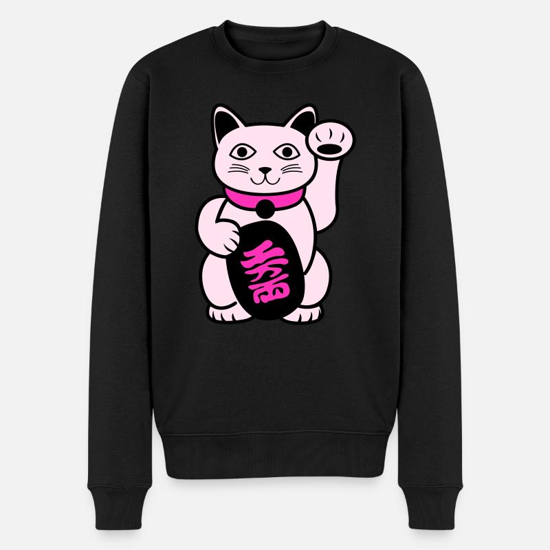 Maneki Waving Chat - Pull Premium bio Homme - noir