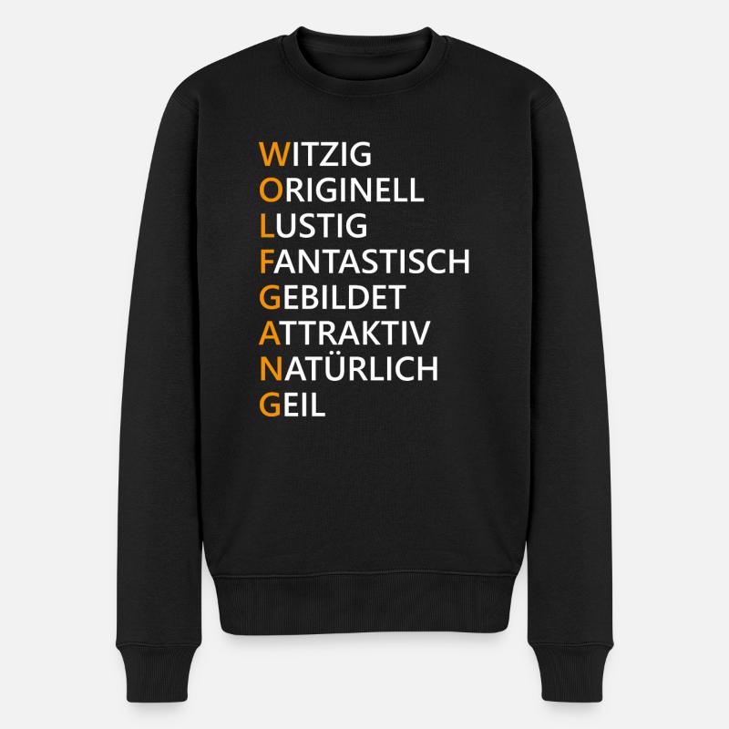 Wolfgang Name Geschenk - Männer Premium Bio Pullover - Schwarz