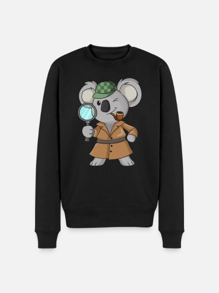 Koala-Detektiv - Männer Premium Bio Pullover - Schwarz