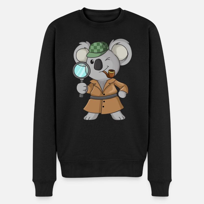 Koala-Detektiv - Männer Premium Bio Pullover - Schwarz