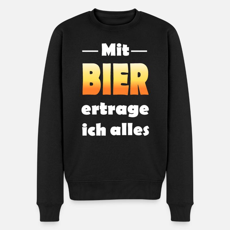 Mit Bier ertrage ich alles - Männer Premium Bio Pullover - Schwarz
