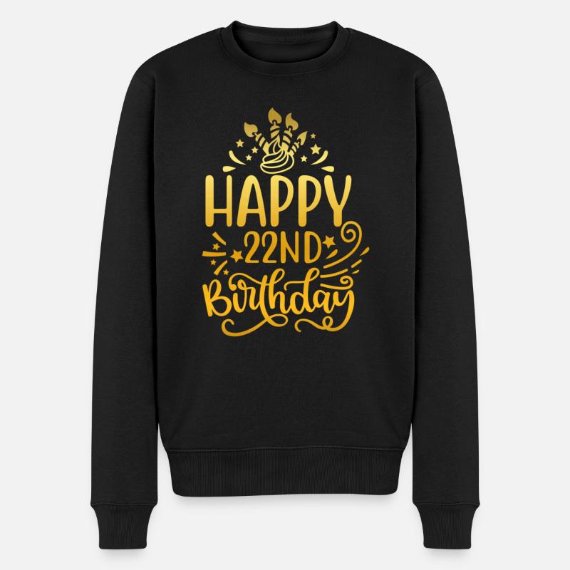 Alles Gute zum 22. Geburtstag 22-jährige Geschenkideen (Gold) - Männer Premium Bio Pullover - Schwarz