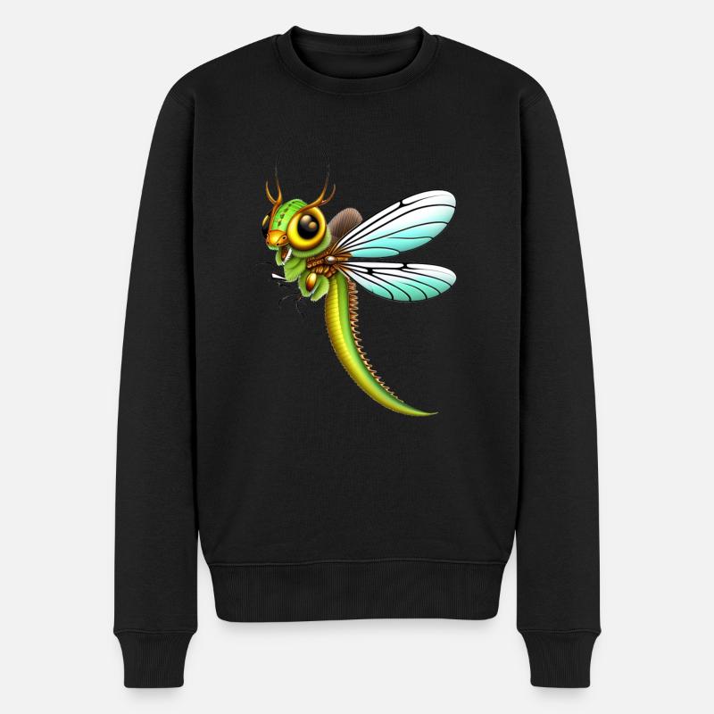 Libelle im Anflug - Männer Premium Bio Pullover - Schwarz