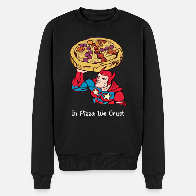 In der Pizza krusten wir - Männer Premium Bio Pullover - Schwarz