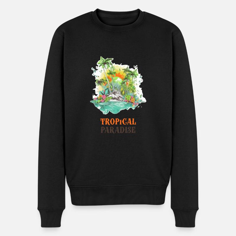Tropisches Paradies - Männer Premium Bio Pullover - Schwarz