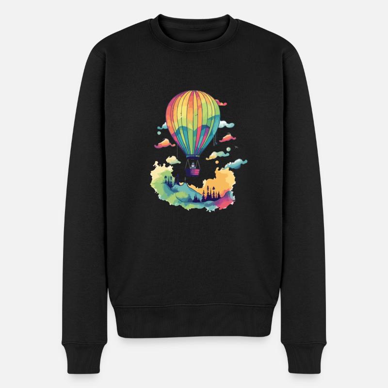 Mehrfarbiger Heißluftballon - Männer Premium Bio Pullover - Schwarz