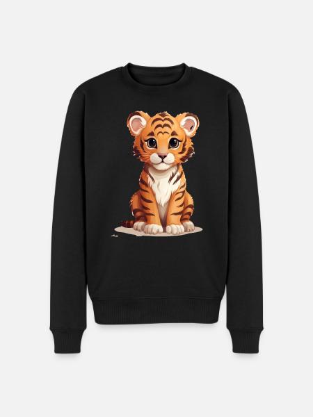 Bébé tigre mignon - Pull Premium bio Homme - noir