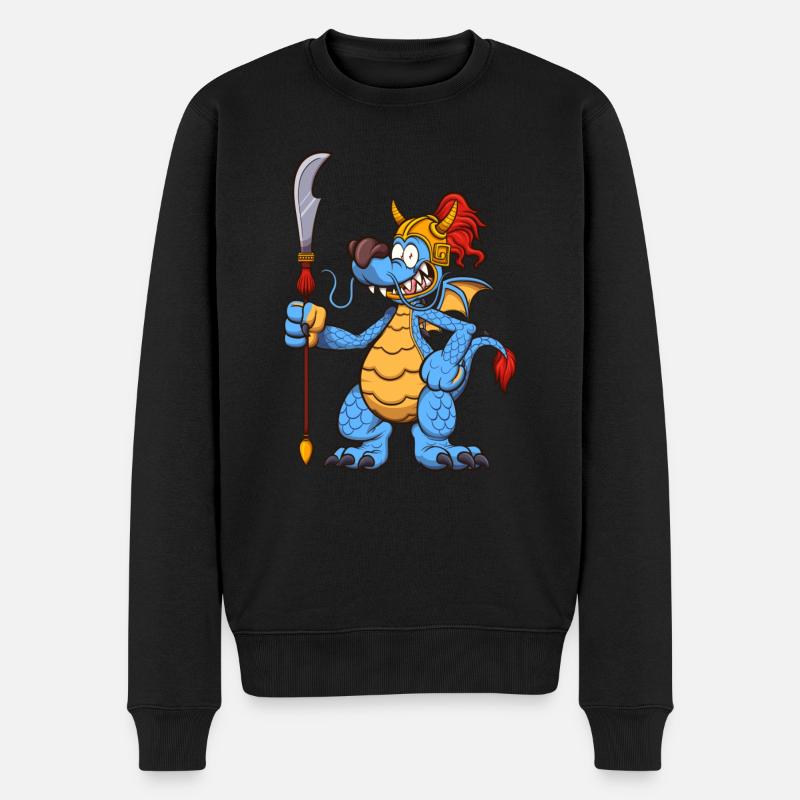 Chinesischer Drachenkrieger - Männer Premium Bio Pullover - Schwarz