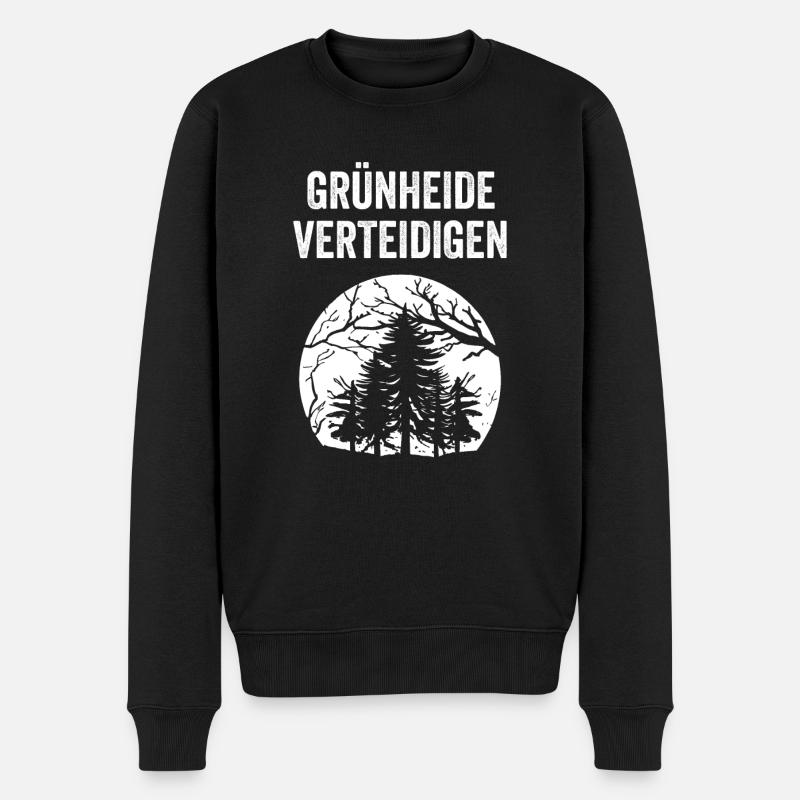 GRÜNHEIDE VERTEIDIGEN - Männer Premium Bio Pullover - Schwarz