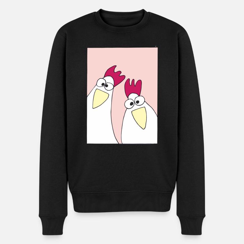 lustige huehner pink - Männer Premium Bio Pullover - Schwarz