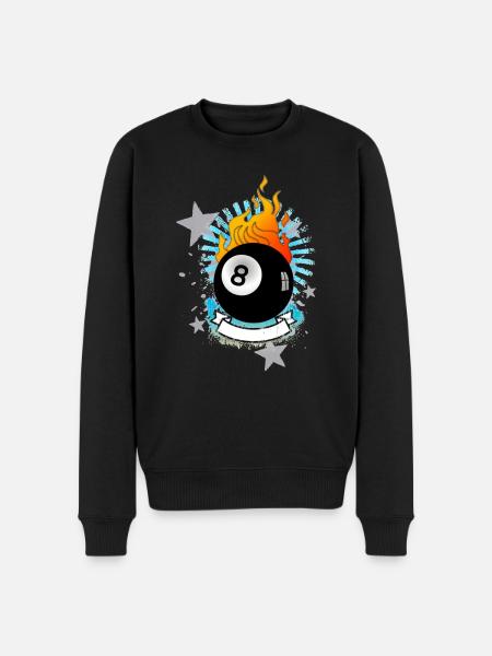 Burning 8-Ball (Billiards design) 01 - Men's Premium Organic Jumper - black