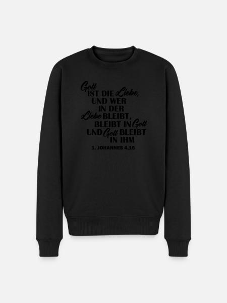 gott ist liebe - Männer Premium Bio Pullover - Schwarz