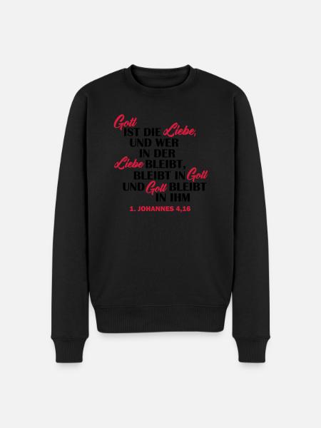 gott ist liebe - Männer Premium Bio Pullover - Schwarz