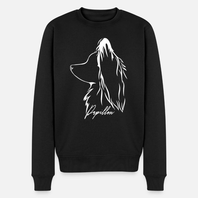 PAPILLON Profil Hunde Hund Wilsigns - Männer Premium Bio Pullover - Schwarz