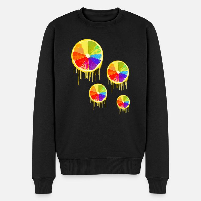 bunte Frucht,Zitrone,bunt,graffiti,LGBT - Männer Premium Bio Pullover - Schwarz