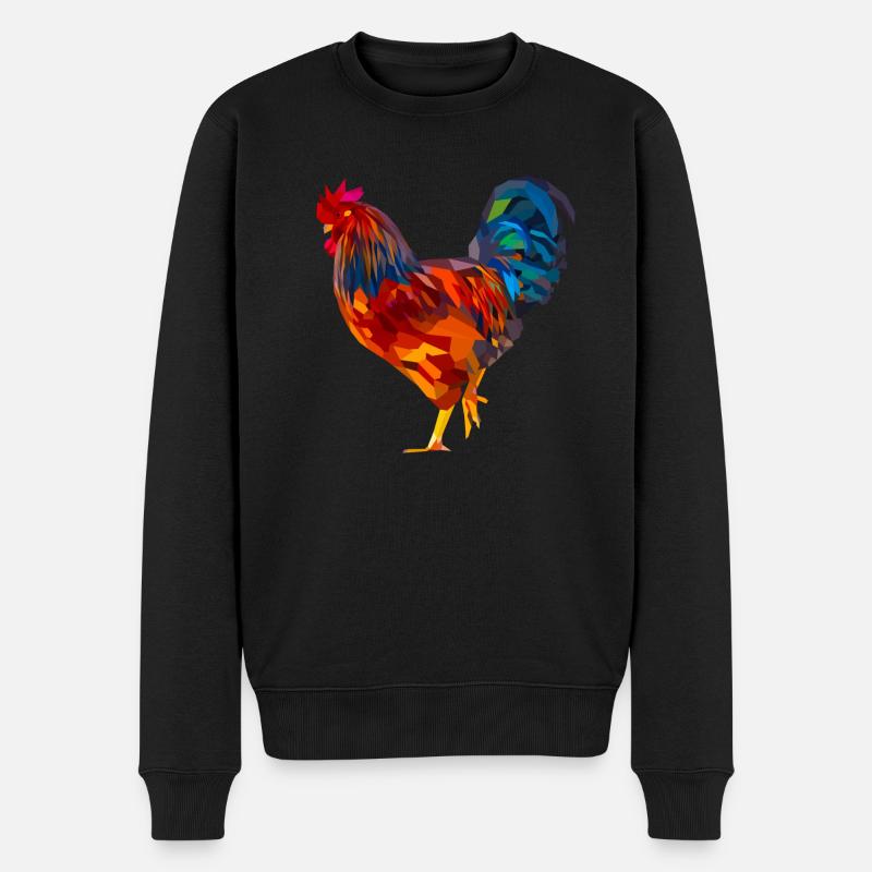 Coq polygone, coloré - Pull Premium bio Homme - noir