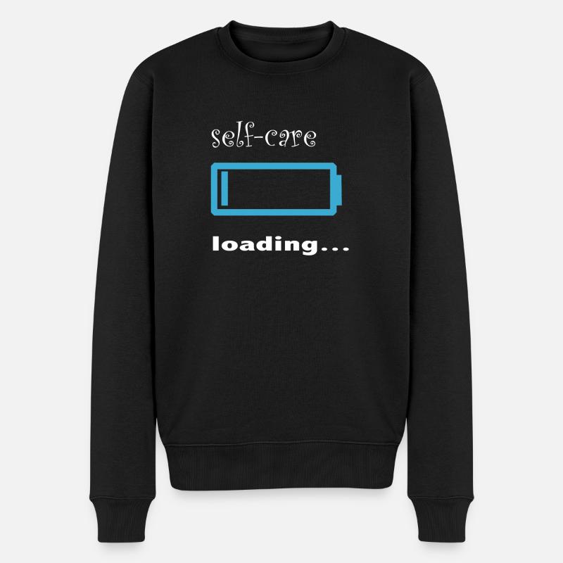 self-care loading... - Männer Premium Bio Pullover - Schwarz