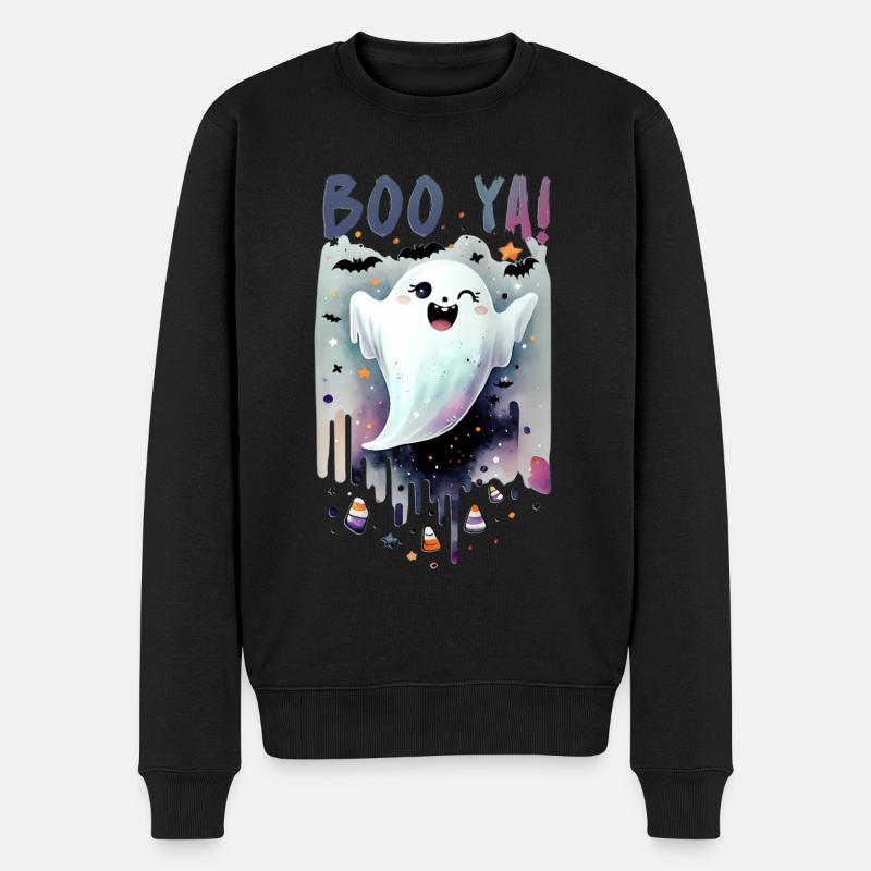 Bouh ! mignon halloween effrayant - Pull Premium bio Homme - noir