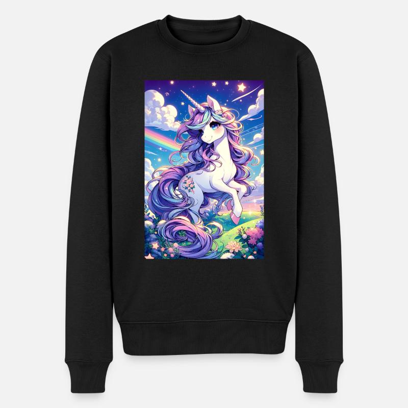 Japanisches Einhorn im Märchenland. - Männer Premium Bio Pullover - Schwarz