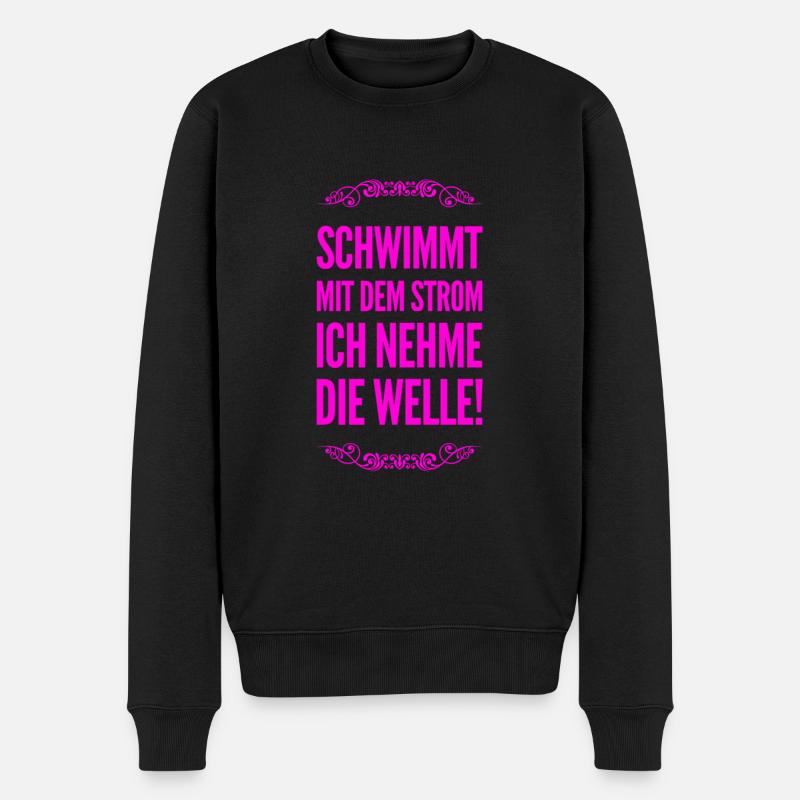 gegen den Strom - Männer Premium Bio Pullover - Schwarz