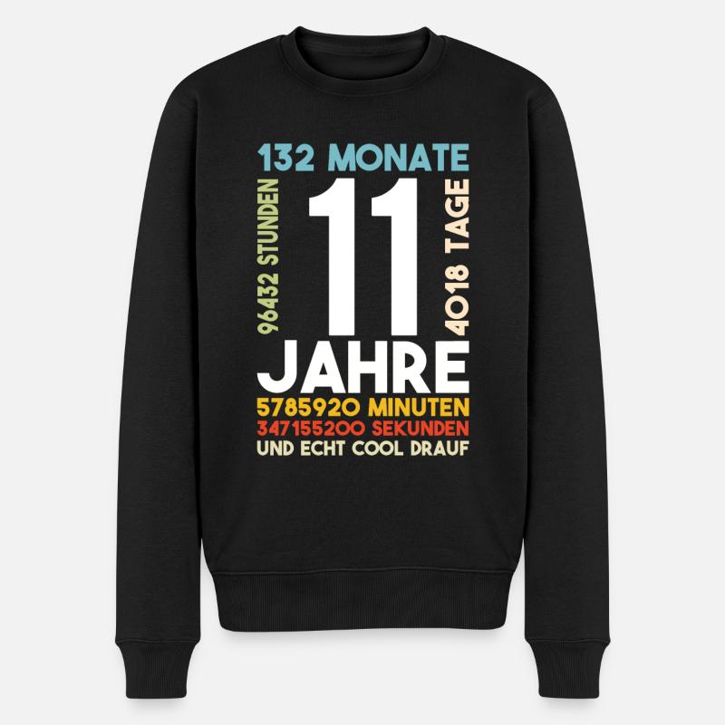 11 Jahre Geburtstag Kind Cool drauf Geschenk - Männer Premium Bio Pullover - Schwarz
