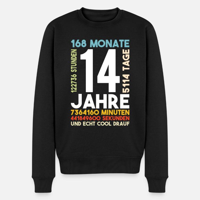 14 Jahre Geburtstag Kind Cool drauf Geschenk - Männer Premium Bio Pullover - Schwarz