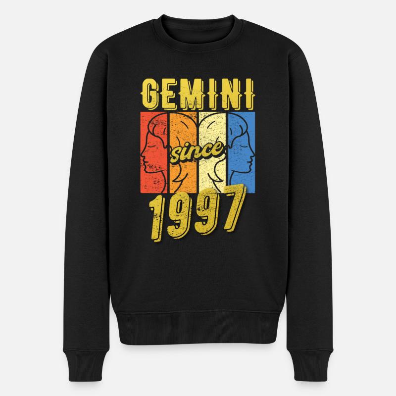 Gemini Sternzeichen 1997 Geschenk - Männer Premium Bio Pullover - Schwarz