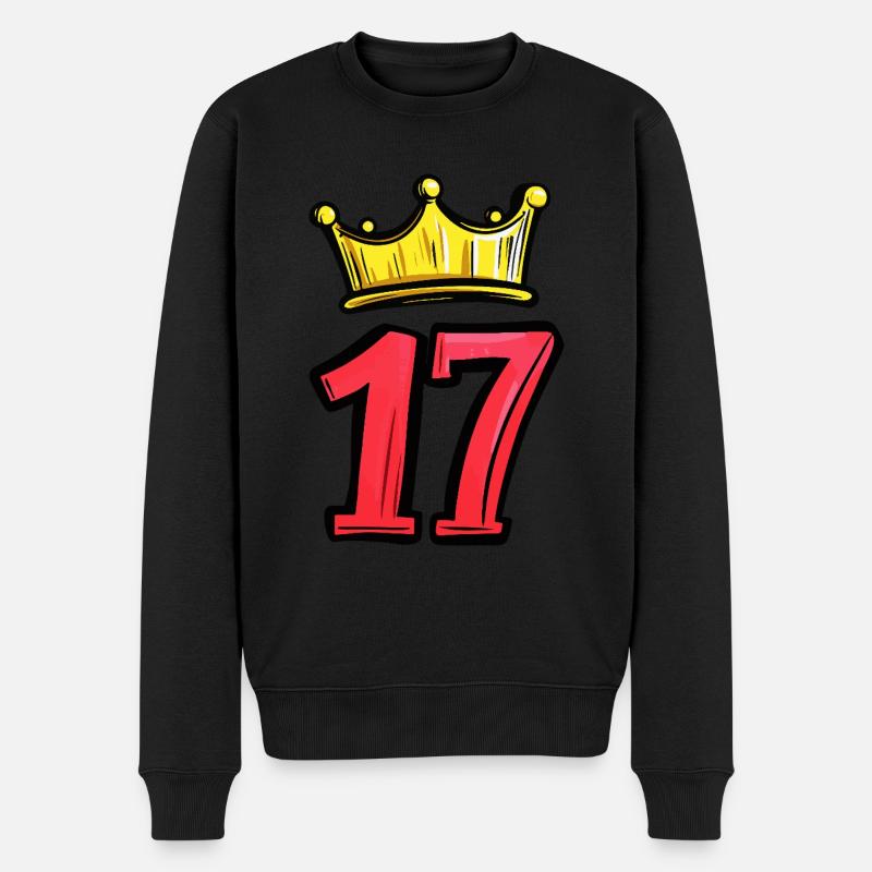 17 Zahl Trikot Krone - Männer Premium Bio Pullover - Schwarz