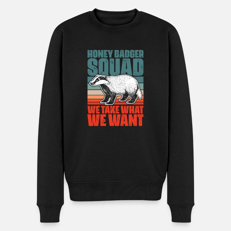 Retro Honey Badger Squad For A Ratel Fanatic Honey - Männer Premium Bio Pullover - Schwarz