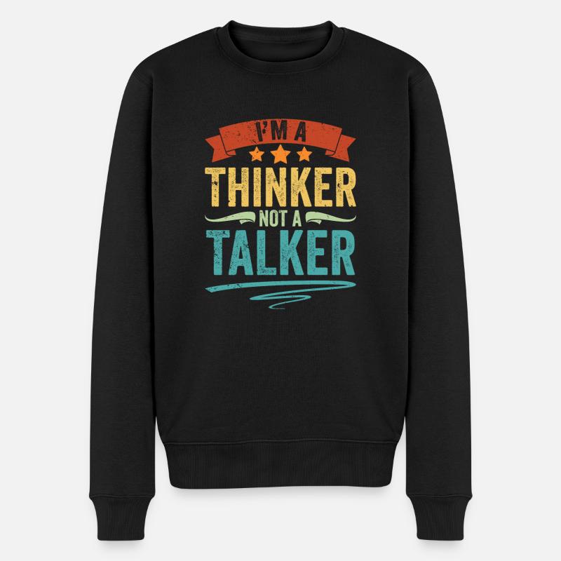 Vintage Introverted Personality I Am A Thinker Not - Männer Premium Bio Pullover - Schwarz